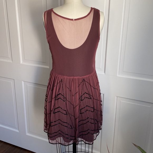 Free People - Beaded Slip Dress - Wine - M - Picture 9 of 14